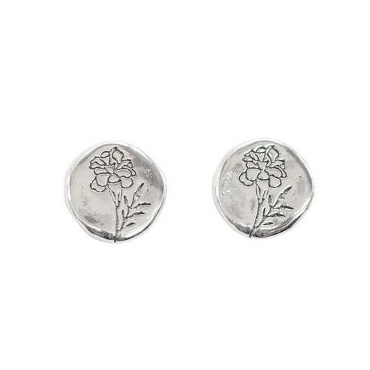 Silver Marigold Stud Earrings - October