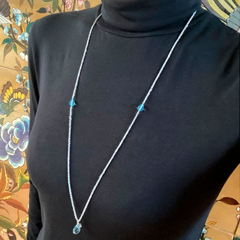 Blue Topaz Necklace, Silver