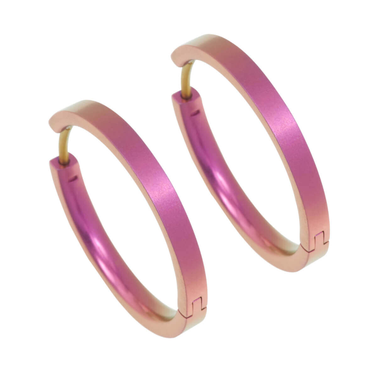 Titanium Hinged Hoops - Pink 24mm