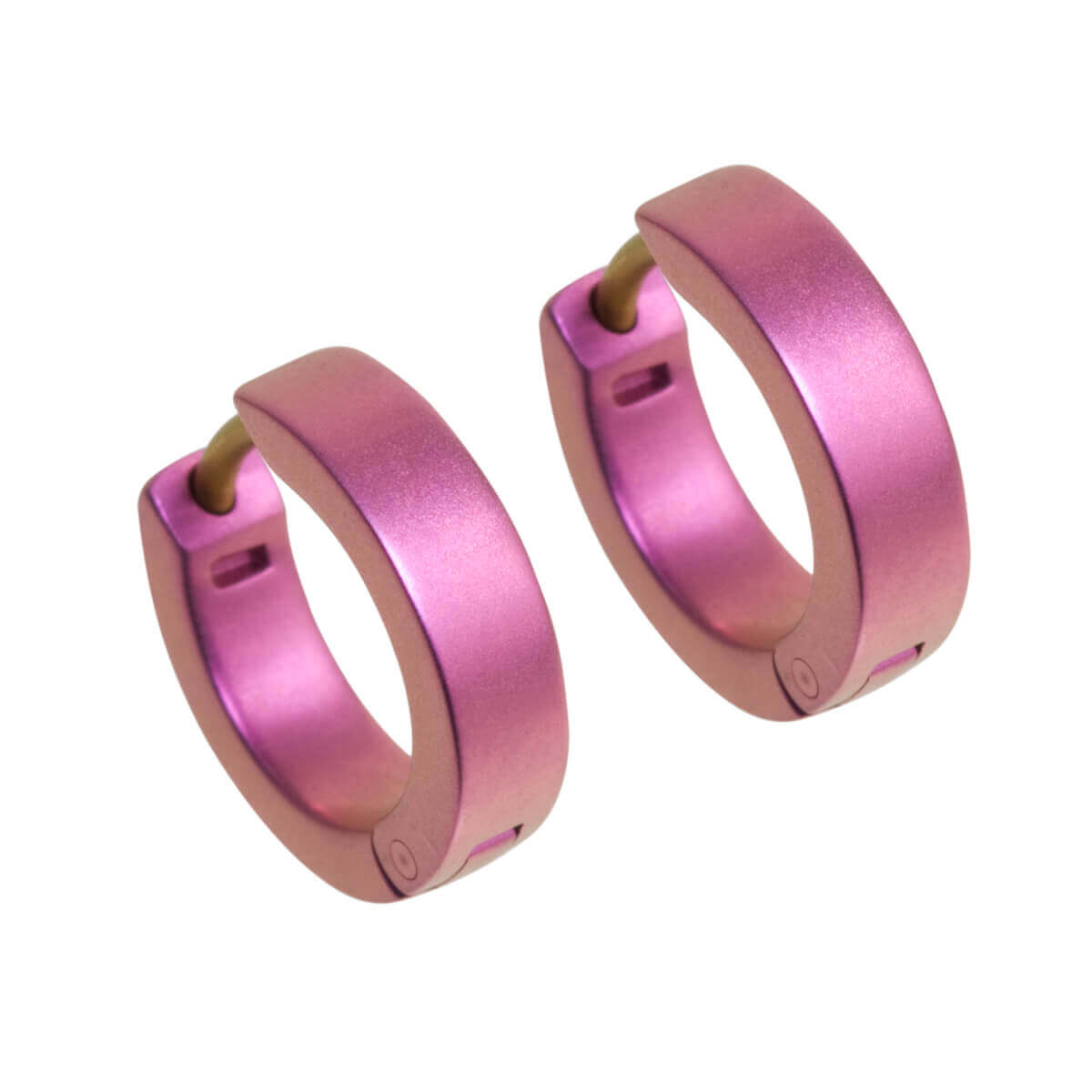 Titanium Hinged Hoops - Pink 12mm