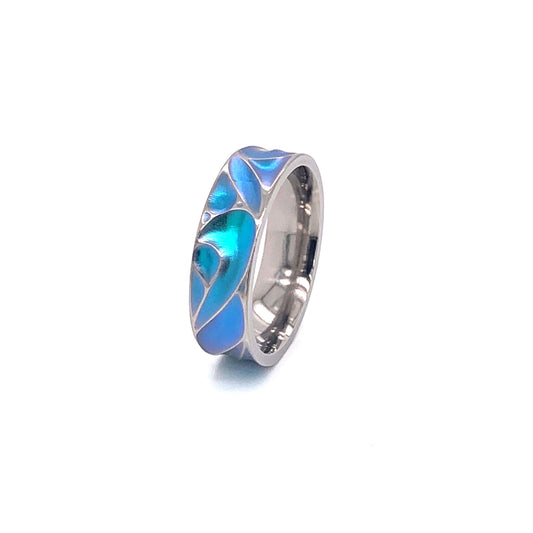 Titanium Carved Waves Ring