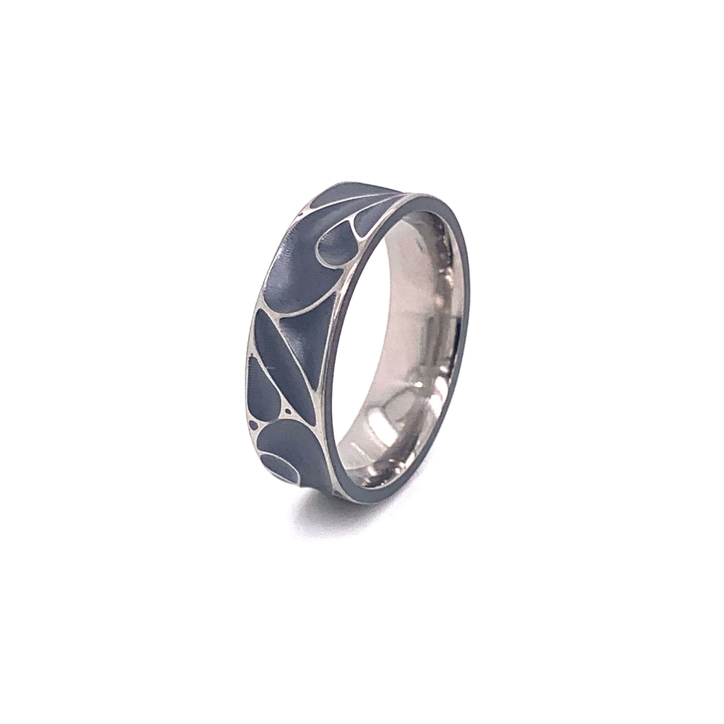 Titanium Carved Waves Ring