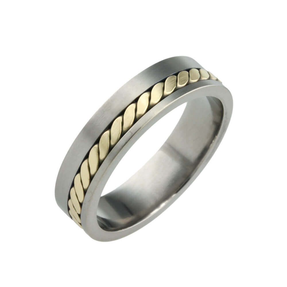 Titanium Offset Rope Inlay Ring