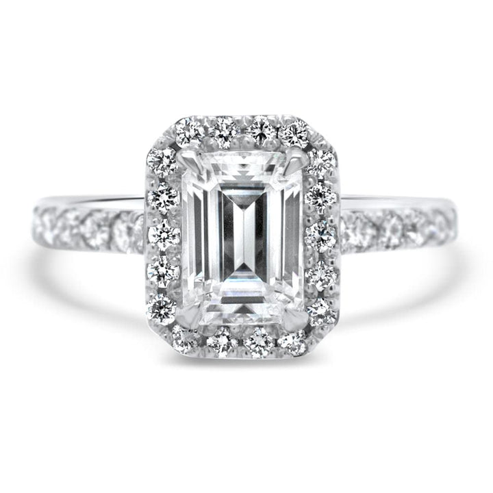 Lab Grown Emerald Cut Halo Diamond Ring 0.70ct