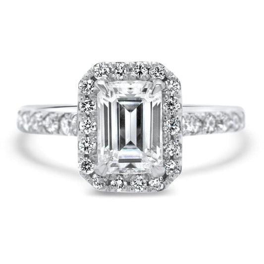Lab Grown Emerald Cut Halo Diamond Ring 0.70ct