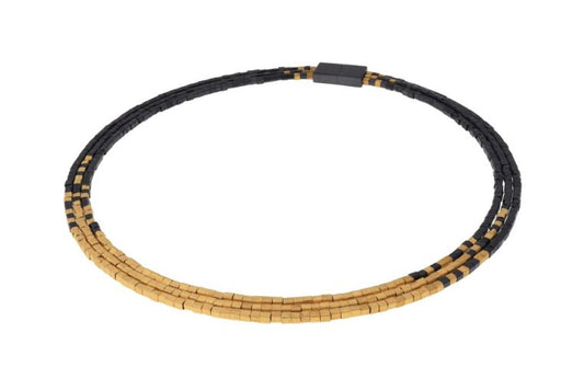 3 Strand Cubes Necklace, Oxi/YGP