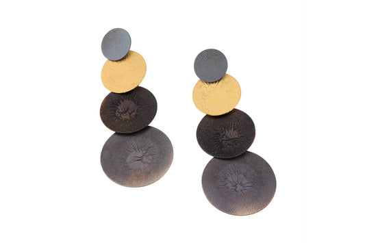 Moon Drop Earrings, Brown/YGP