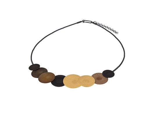 Moon Necklace, Brown/YGP