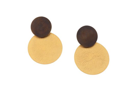 Moon Drop Earrings, Brown/YGP