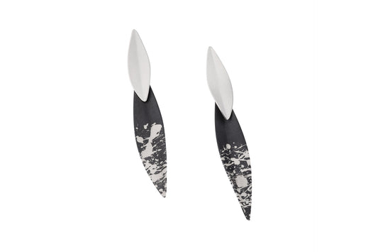 Silver Stained Leaf Earrings