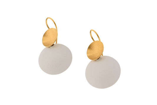 White and Gold Lense Hook Earrings