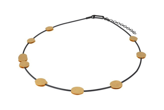 Tubes and Circles Necklace, Oxi/ YGP