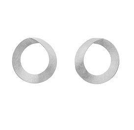 Ribbon Stud Earrings, Silver