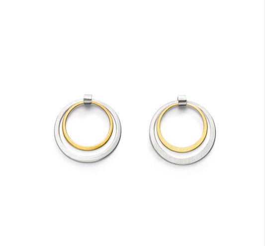 Silver and Gold Open Circle Studs