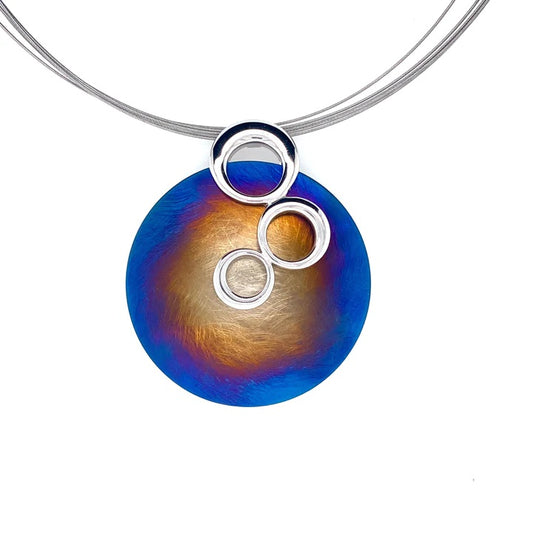 Titanium And Silver Disc Pendant