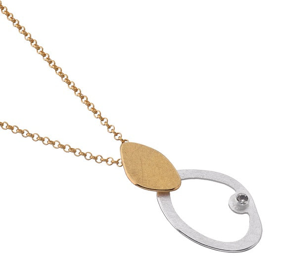 Dali Pendant, YGP/Silver/White Topaz