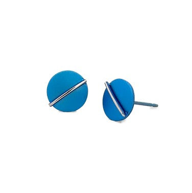Titanium Round Studs - Blue