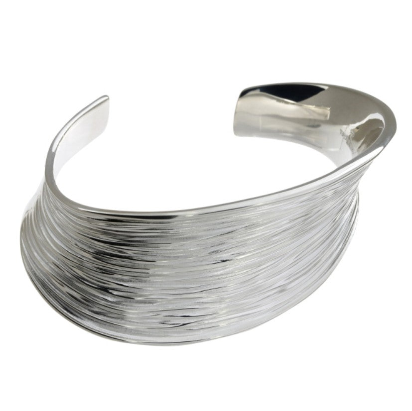 Crease Concave Bangle, Silver