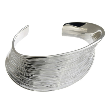 Crease Concave Bangle, Silver