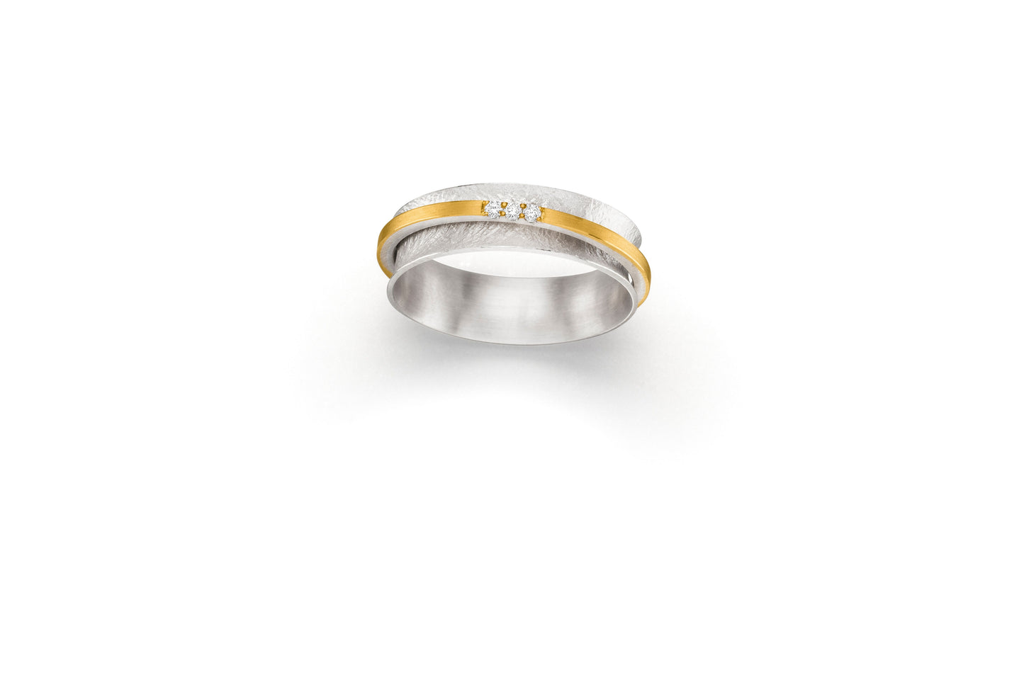 Silver and Gold Spinning Diamond Ring