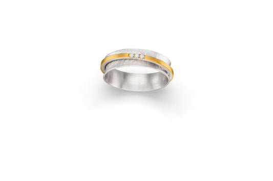 Silver and Gold Spinning Diamond Ring