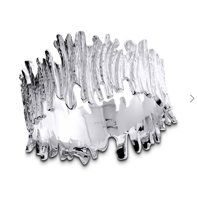 Crease Wide Bangle, Silver