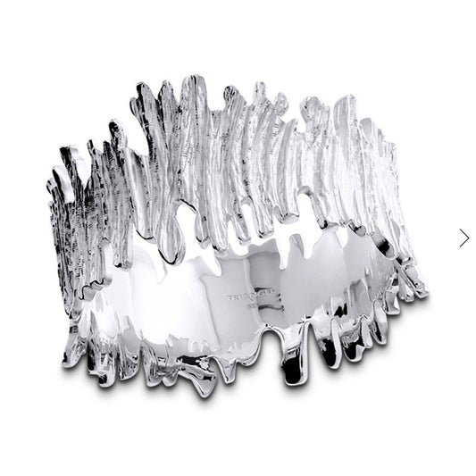 Crease Wide Bangle, Silver
