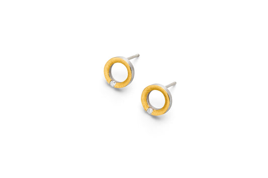 Silver and Gold Diamond Circle Studs
