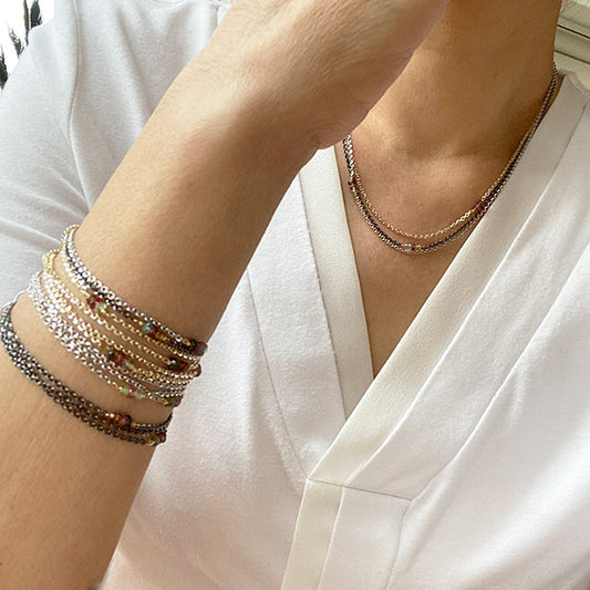 Silver 3 Strand Tourmaline Bracelet