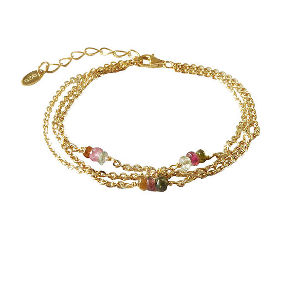 Silver 3 Strand Tourmaline Necklace