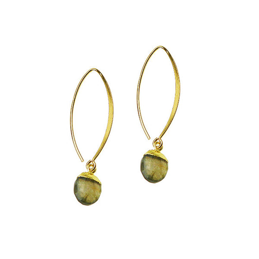 Gemstone Drop Earrings, Gold Finish