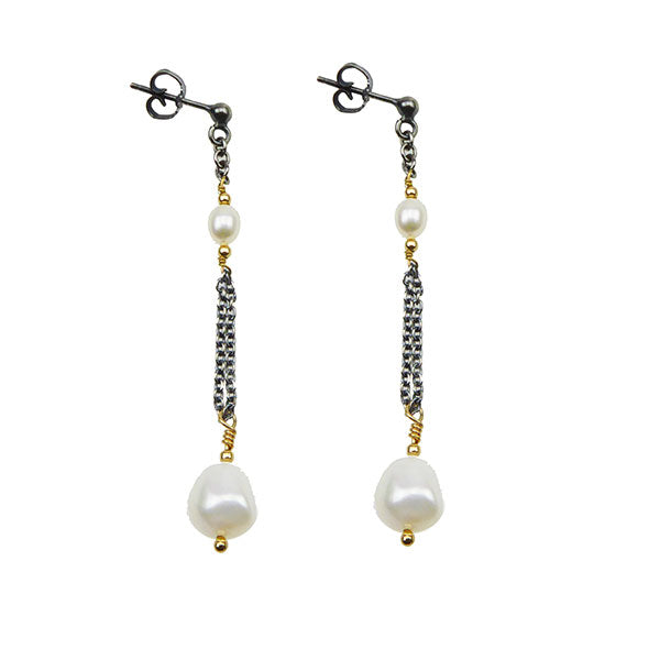 Silver Pearl Drop Earrings