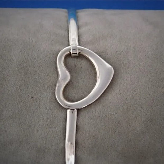 Silver Heart Hook Bangle, Small