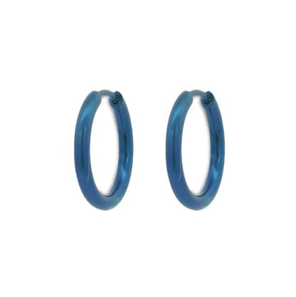 Titanium Hinged Hoops - Blue 19mm