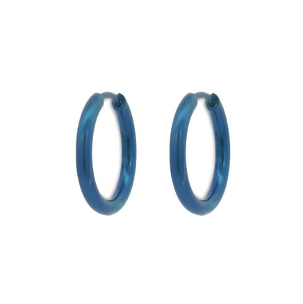 Titanium Hinged Hoops - Blue 19mm