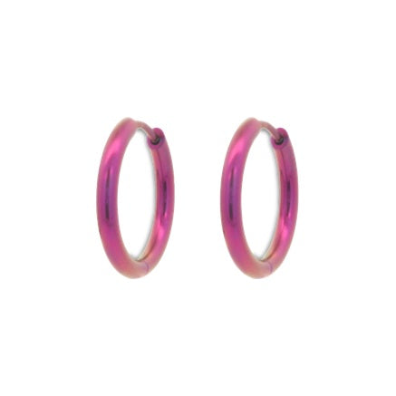 Titanium Hinged Hoops - Pink 19mm