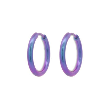 Titanium Hinged Hoops - Purple 19mm