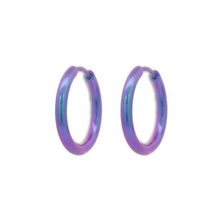 Titanium Hinged Hoops - Purple 19mm