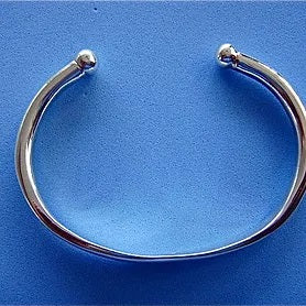 Silver Mens Heavy Ball End Torc Bangle