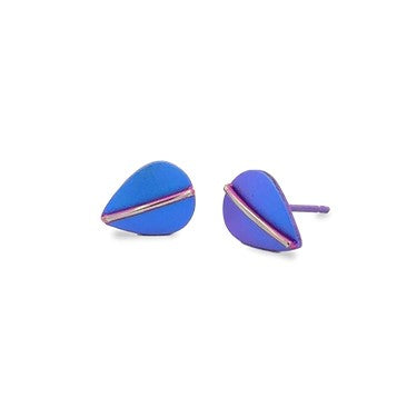 Titanium Leaf Studs - Purple