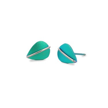Titanium Leaf Studs - Kingfisher