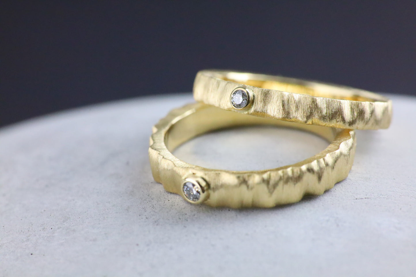 9ct Gold Diamond Textured Band