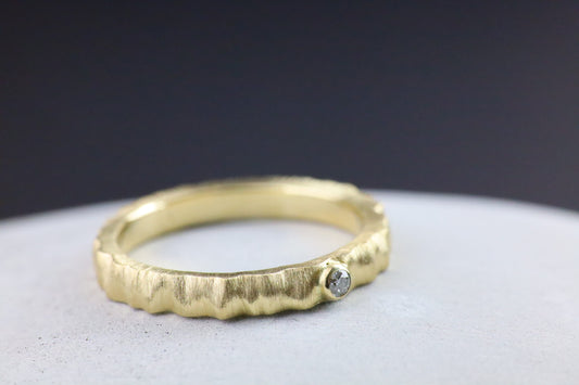 9ct Gold Diamond Textured Band
