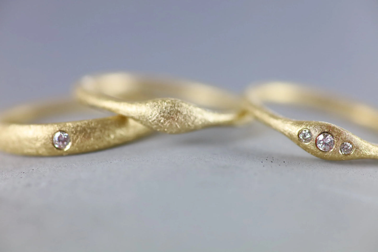 9ct Gold Diamond Textured Band