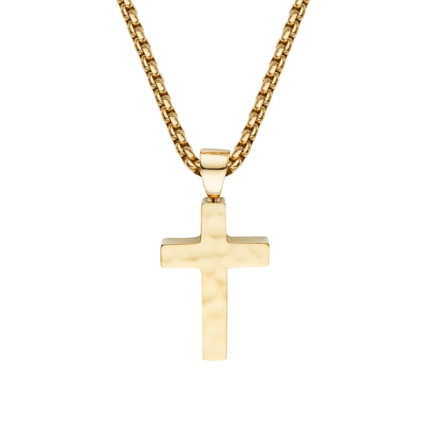 Steel Cross Hammered Pendant, Yellow IP