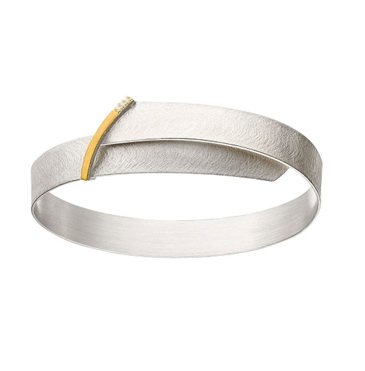 Silver and Gold Diamond Wrap Bangle