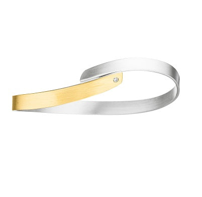 Silver and Gold Diamond Wave Bangle