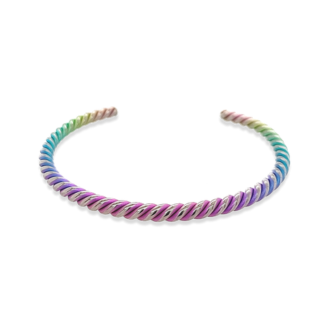 Titanium Slim Coil Bangle - Rainbow