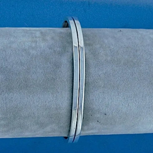 Silver Mens Groove Torque Bangle