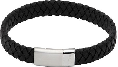 Black Leather Bracelet with Magnetic Clasp